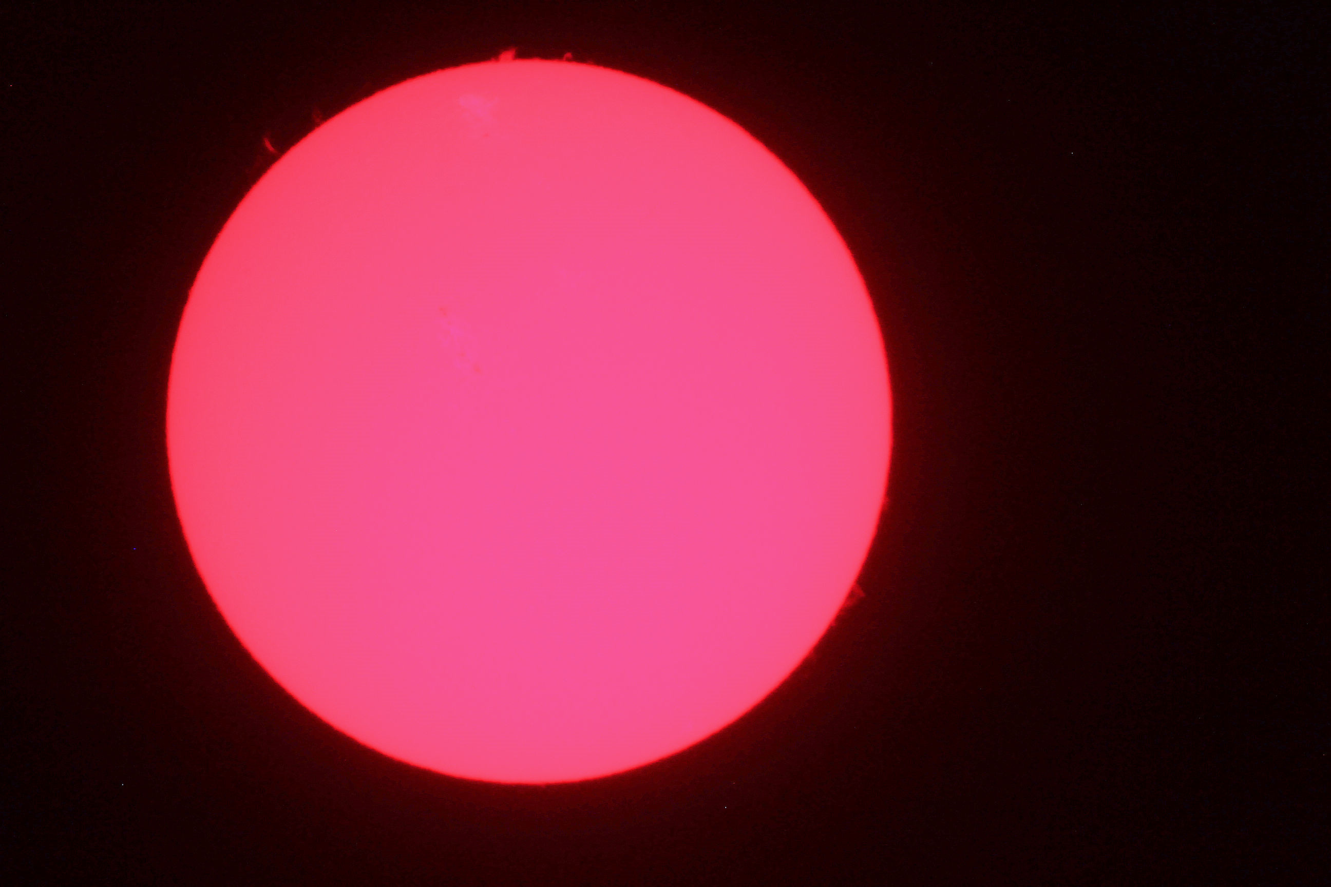 Sun by Jim Barber 24/04/17. Canon EOS 600d 1/60th second  ISO-640, 50mm focal length.  I’m not sure but I believe this was taken with the Society’s solar scope